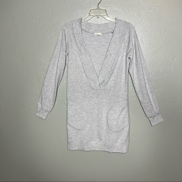 Vince Deep V-Neck Sweatshirt Tunic Dress - Picture 4 of 5